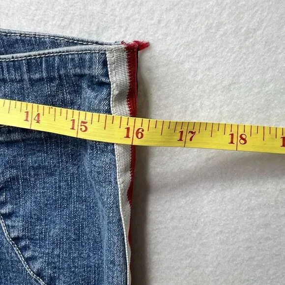 Tommy Hilfiger Lace Up Crop Jeans Women's 11 Blue Side Stripe 90s‎ Y2K - Picture 11 of 15